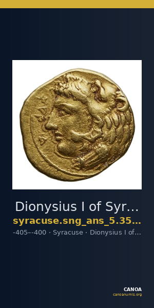 Dionysius I of Syracuse Syracuse SNG ANS 350-356 — CANOA