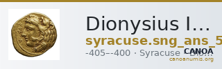 Dionysius I of Syracuse Syracuse SNG ANS 350-356 — CANOA