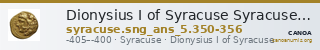 Dionysius I of Syracuse Syracuse SNG ANS 350-356 — CANOA
