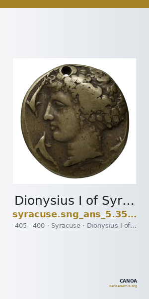 Dionysius I of Syracuse Syracuse SNG ANS 357-360 — CANOA
