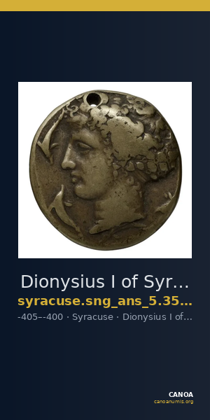 Dionysius I of Syracuse Syracuse SNG ANS 357-360 — CANOA