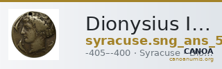 Dionysius I of Syracuse Syracuse SNG ANS 357-360 — CANOA