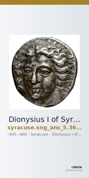 Dionysius I of Syracuse Syracuse SNG ANS 361-375 — CANOA