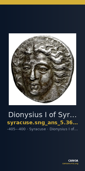 Dionysius I of Syracuse Syracuse SNG ANS 361-375 — CANOA