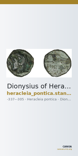Dionysius of Heracleia Heracleia Pontica Stancomb 2009 Type 3 — CANOA