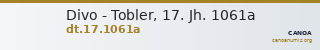 Divo - Tobler, 17. Jh. 1061a — CANOA