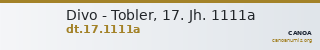 Divo - Tobler, 17. Jh. 1111a — CANOA