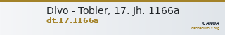 Divo - Tobler, 17. Jh. 1166a — CANOA
