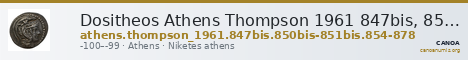 Dositheos Athens Thompson 1961 847bis, 850bis-851bis, 854-878 — CANOA
