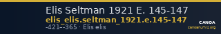 Elis Seltman 1921 E. 145-147 — CANOA
