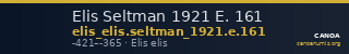 Elis Seltman 1921 E. 161 — CANOA