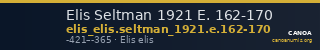 Elis Seltman 1921 E. 162-170 — CANOA