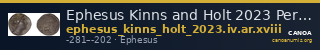 Ephesus Kinns and Holt 2023 Period IV, AR XVIII — CANOA