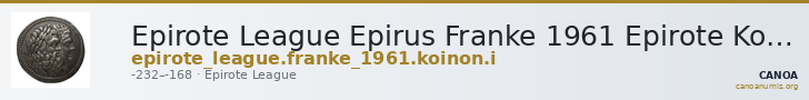 Epirote League Epirus Franke 1961 Epirote Koinon Group I — CANOA