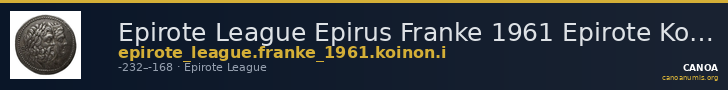 Epirote League Epirus Franke 1961 Epirote Koinon Group I — CANOA
