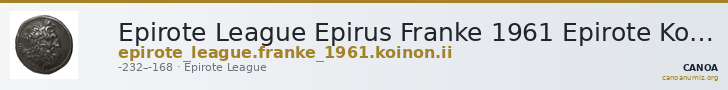 Epirote League Epirus Franke 1961 Epirote Koinon Group II — CANOA