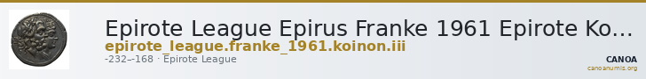 Epirote League Epirus Franke 1961 Epirote Koinon Group III — CANOA