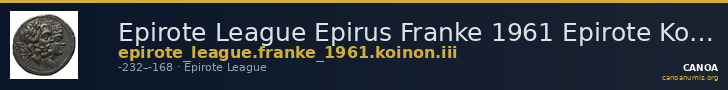Epirote League Epirus Franke 1961 Epirote Koinon Group III — CANOA