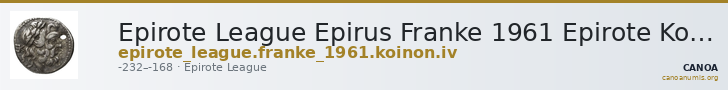 Epirote League Epirus Franke 1961 Epirote Koinon Group IV — CANOA