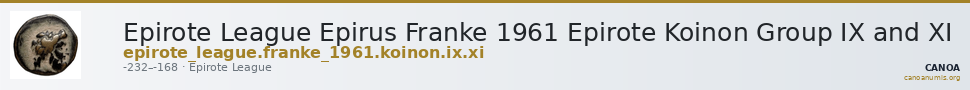 Epirote League Epirus Franke 1961 Epirote Koinon Group IX and XI — CANOA