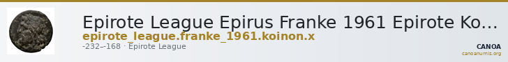 Epirote League Epirus Franke 1961 Epirote Koinon Group X — CANOA