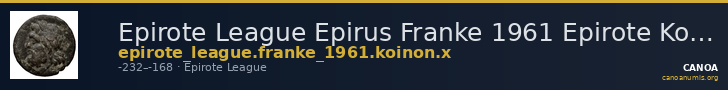 Epirote League Epirus Franke 1961 Epirote Koinon Group X — CANOA