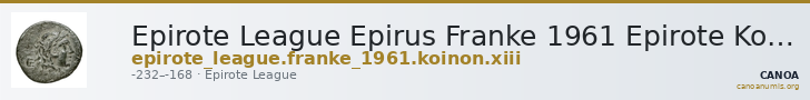 Epirote League Epirus Franke 1961 Epirote Koinon Group XIII — CANOA