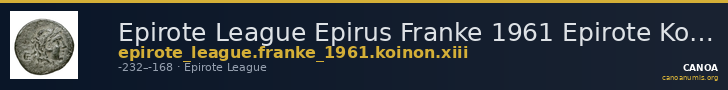 Epirote League Epirus Franke 1961 Epirote Koinon Group XIII — CANOA