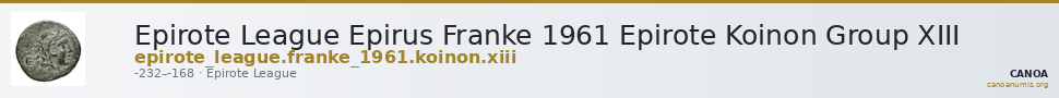 Epirote League Epirus Franke 1961 Epirote Koinon Group XIII — CANOA