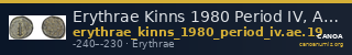 Erythrae Kinns 1980 Period IV, AE 19 — CANOA