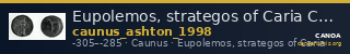 Eupolemos, strategos of Caria Caunus Ashton 1998 — CANOA