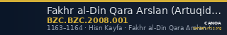 Fakhr al-Din Qara Arslan (Artuqid) — Dirham (Hisn Kayfa, 1163–1164) — CANOA