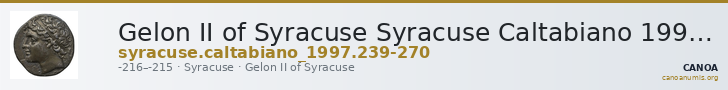 Gelon II of Syracuse Syracuse Caltabiano 1997 239-270 — CANOA