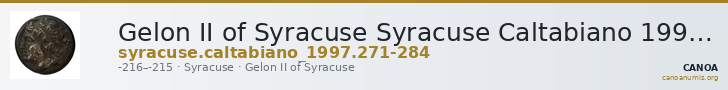 Gelon II of Syracuse Syracuse Caltabiano 1997 271-284 — CANOA