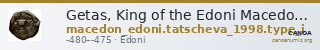 Getas, King of the Edoni Macedon Tatscheva 1998 Type I — CANOA