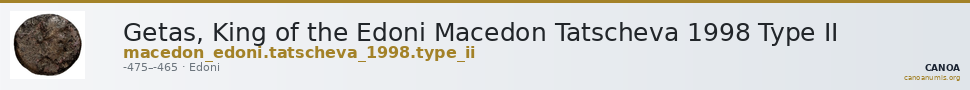 Getas, King of the Edoni Macedon Tatscheva 1998 Type II — CANOA