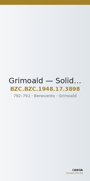 Grimoald — Solidus (Benevento, 792) — CANOA