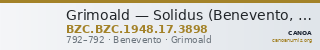 Grimoald — Solidus (Benevento, 792) — CANOA