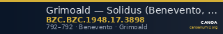 Grimoald — Solidus (Benevento, 792) — CANOA