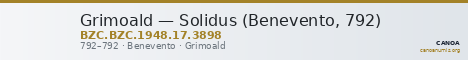 Grimoald — Solidus (Benevento, 792) — CANOA
