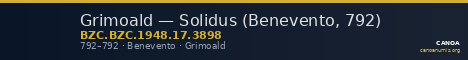 Grimoald — Solidus (Benevento, 792) — CANOA