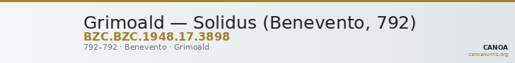 Grimoald — Solidus (Benevento, 792) — CANOA