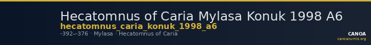 Hecatomnus of Caria Mylasa Konuk 1998 A6 — CANOA
