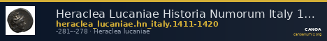 Heraclea Lucaniae Historia Numorum Italy 1411-20 — CANOA