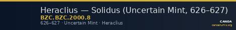 Heraclius — Solidus (Uncertain Mint, 626–627) — CANOA