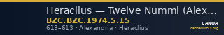 Heraclius — Twelve Nummi (Alexandria, 613) — CANOA