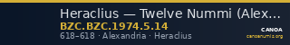 Heraclius — Twelve Nummi (Alexandria, 618) — CANOA