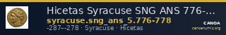 Hicetas Syracuse SNG ANS 776-778 — CANOA