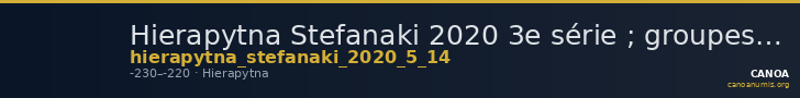 Hierapytna Stefanaki 2020 3e série ; groupes I et IV; émissions 5 et 14 (catalogue n° 8-9 et 79-82) — CANOA