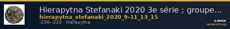 Hierapytna Stefanaki 2020 3e série ; groupes III-V ; émissions 9-11, 13, 15 (catalogue n° 22-51, 53-78, 83-128) — CANOA